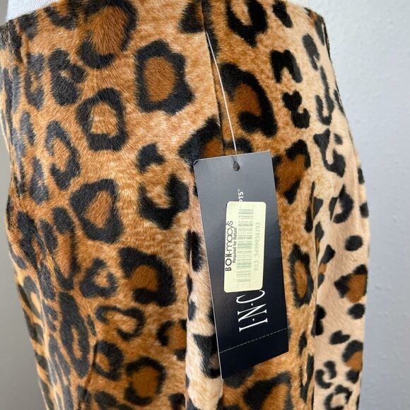 NWT INC Leopard Print Velour Skirt Size 10 - Picture 4 of 9